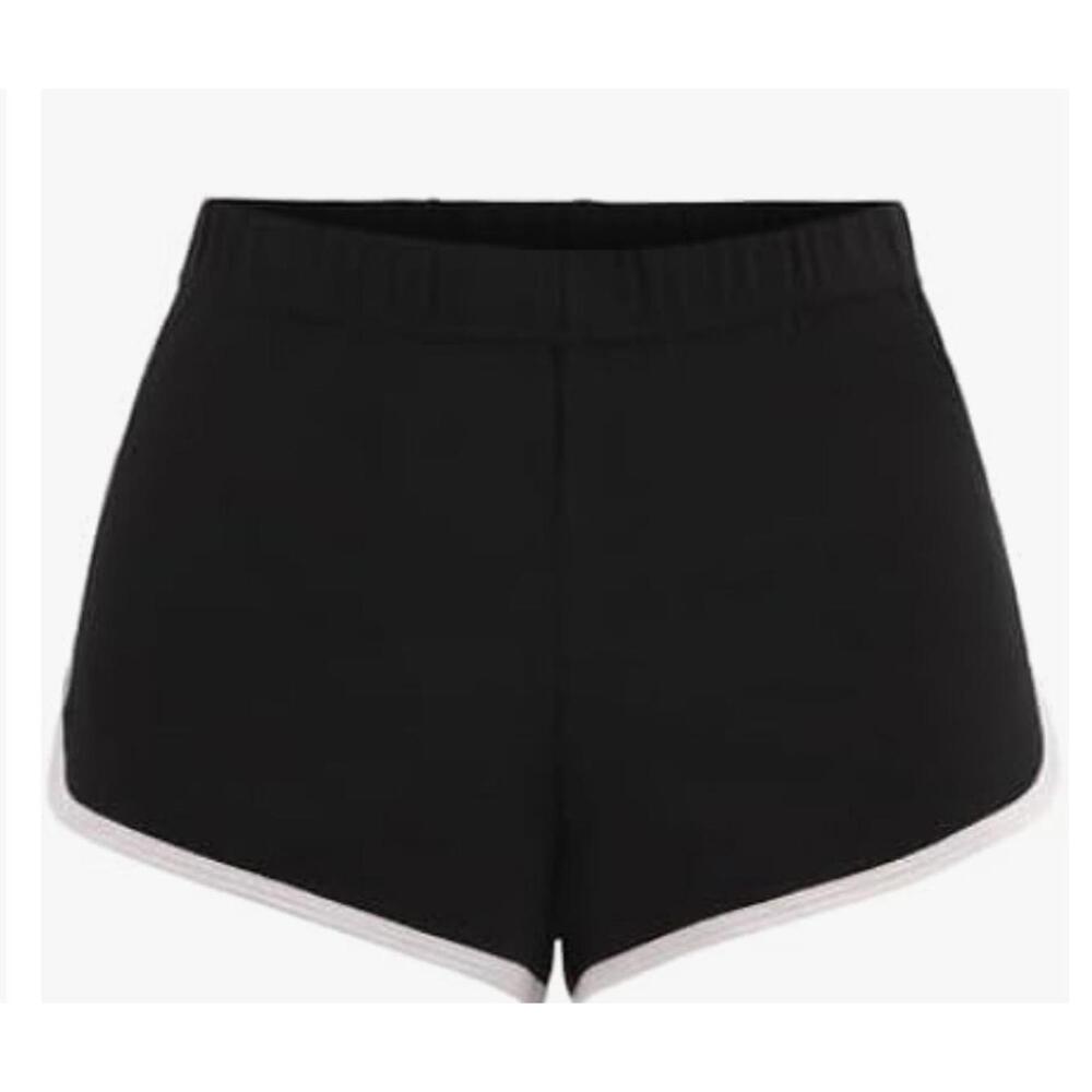 Women's/Junior's No Boundaries High Rise Dolphin Shorts Black/White Knit Large